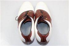 Payne Stewart's Personal Pair of White with Brown Footjoy Classics Golf Shoes - Size 12c