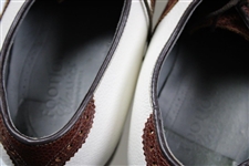 Payne Stewart's Personal Pair of White with Brown Footjoy Classics Golf Shoes - Size 12c