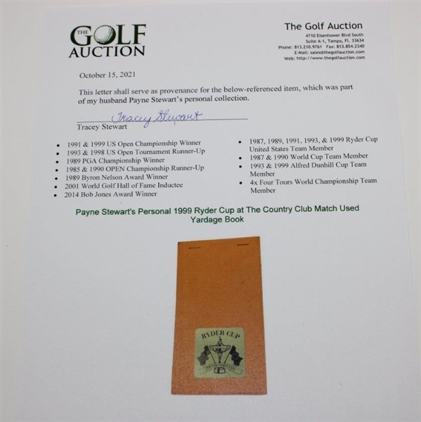 Payne Stewart's Personal 1999 Ryder Cup at The Country Club Match Used Yardage Book