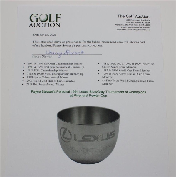 Payne Stewart's Personal 1994 Lexus Blue/Gray Tournament of Champions at Pinehurst Pewter Cup
