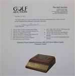 Champion Payne Stewart's Personal 1990 GTE Byron Nelson Classic Champion Award