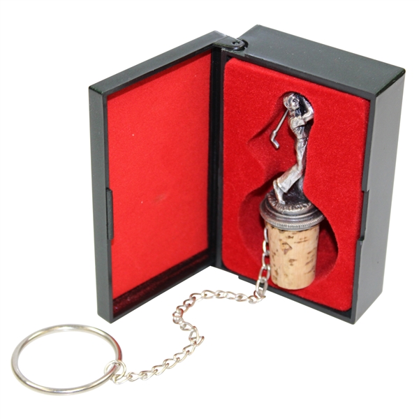 Payne Stewarts Personal Sommolier Art of Wine Golf Themed Pewter/Cork Wine Stopper in Box