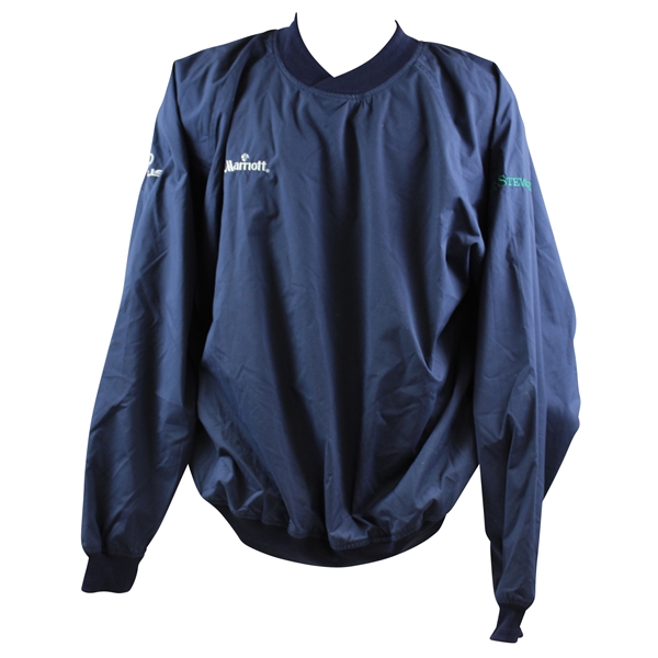 Payne Stewarts Personal Tournament Worn Navy Windshirt with Marriott & Lexus - Size Large