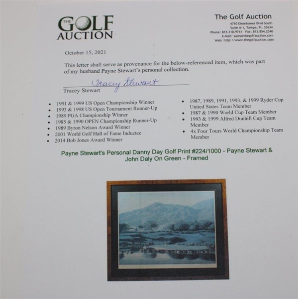 Payne Stewart's Personal Danny Day Golf Print #224/1000 - Payne Stewart & John Daly On Green - Framed
