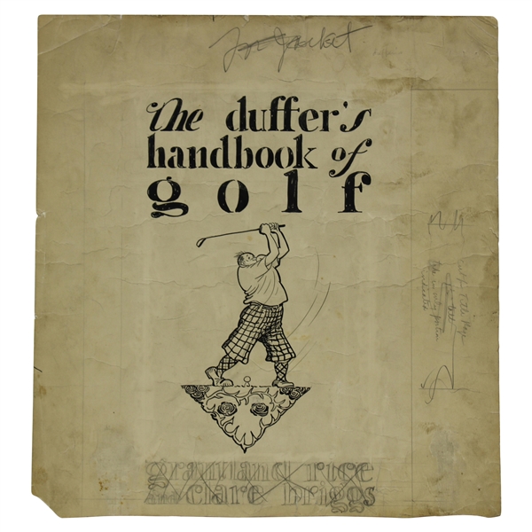 Original 'The Duffer's Handbook of Golf' Pen & Ink Cover Artwork by Clare Briggs for 1926 Book - Grantland Rice Author - Wow!