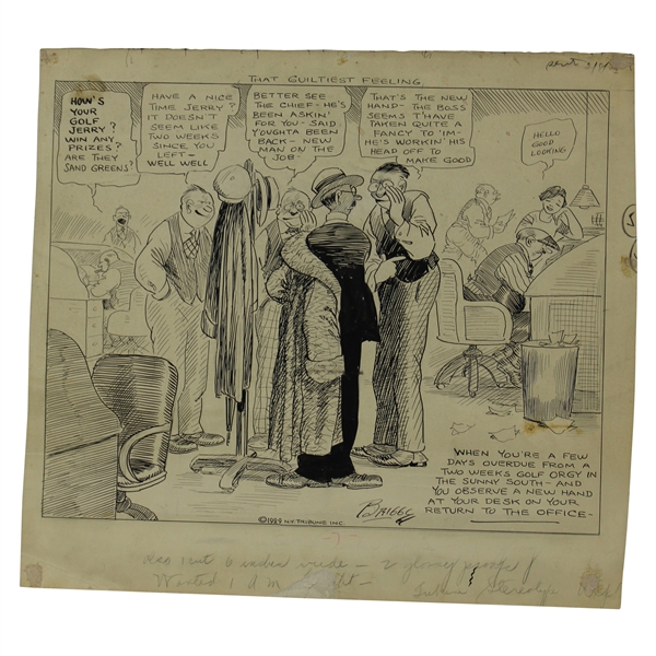Original Clare Briggs Pen & Ink That Guiltiest Feeling Cartoon For New York Tribune - February 8, 1929