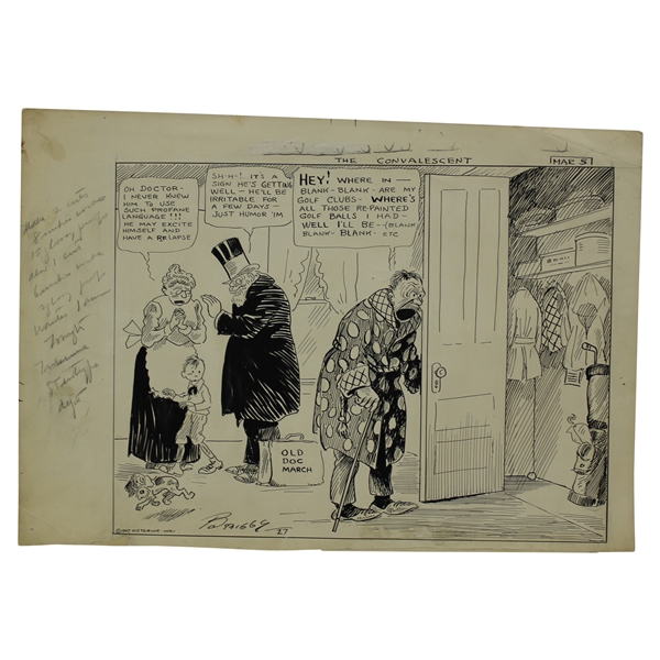 Original Clare Briggs Pen & Ink The Convalescent Cartoon For New York Tribune - March 5, 1927