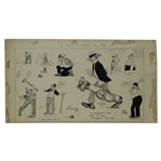 Original Clare Briggs Pen & Ink If Croquet Was Played Life Golf Cartoon Featuring Golf Book Depiction Illustration - 1916