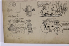 Original Clare Briggs Pen & Ink 'A Hint To Golf Cap Manufacturers' Cartoon