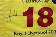 Tiger Woods Signed 2006 OPEN at Royal Liverpool Flag Deluxe Framed with Photos Display #SH045998