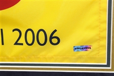 Tiger Woods Signed 2006 OPEN at Royal Liverpool Flag Deluxe Framed with Photos Display #SH045998