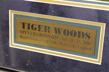 Tiger Woods Signed 2006 OPEN at Royal Liverpool Flag Deluxe Framed with Photos Display #SH045998