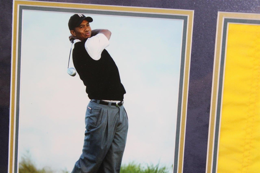 Tiger Woods Signed 2006 OPEN at Royal Liverpool Flag Deluxe Framed with Photos Display #SH045998