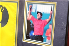 Tiger Woods Signed 2006 OPEN at Royal Liverpool Flag Deluxe Framed with Photos Display #SH045998