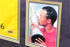 Tiger Woods Signed 2006 OPEN at Royal Liverpool Flag Deluxe Framed with Photos Display #SH045998