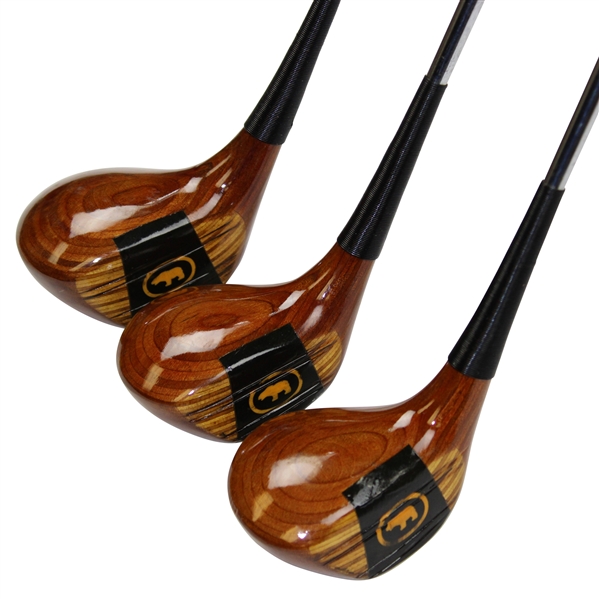 Set of Three (3) Macgregor Nicklaus DIV Laminated Woods with Golden Bear Logo Face - 1, 3 & 4 Woods
