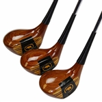 Set of Three (3) Macgregor Nicklaus DIV Laminated Woods with Golden Bear Logo Face - 1, 3 & 4 Woods
