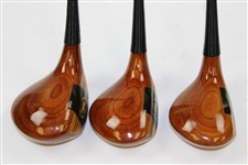 Set of Three (3) Macgregor Nicklaus DIV Laminated Woods with Golden Bear Logo Face - 1, 3 & 4 Woods
