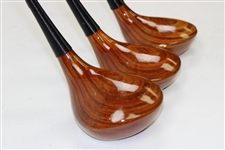 Set of Three (3) Macgregor Nicklaus DIV Laminated Woods with Golden Bear Logo Face - 1, 3 & 4 Woods