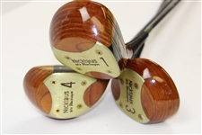 Set of Three (3) Macgregor Nicklaus DIV Laminated Woods with Golden Bear Logo Face - 1, 3 & 4 Woods