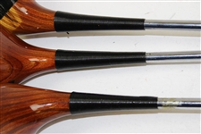 Set of Three (3) Macgregor Nicklaus DIV Laminated Woods with Golden Bear Logo Face - 1, 3 & 4 Woods