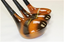 Set of Three (3) MacGregor Jack Nicklaus Persimmon Woodswith Golden Bear Logo Face - 1,3, & 5 Woods