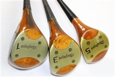 Set of Three (3) MacGregor Jack Nicklaus Persimmon Woodswith Golden Bear Logo Face - 1,3, & 5 Woods