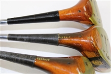 Set of Three (3) MacGregor Jack Nicklaus Persimmon Woodswith Golden Bear Logo Face - 1,3, & 5 Woods