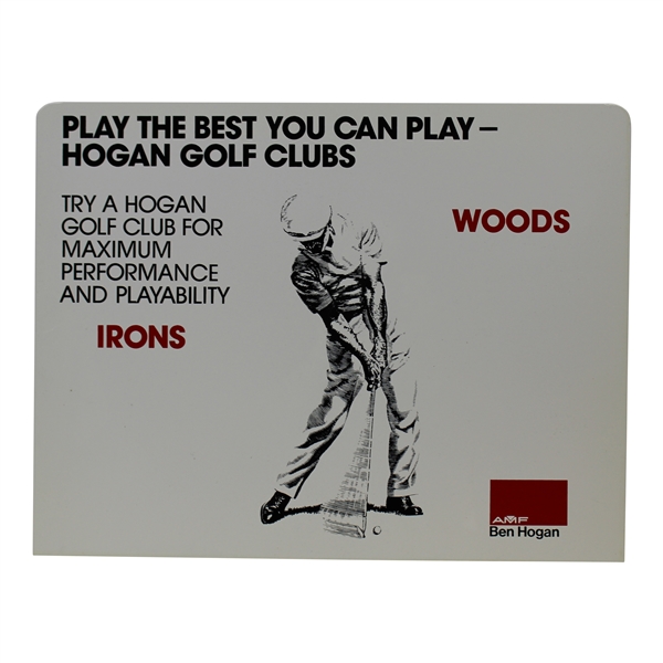 AMF Hogan 'Play the Best You Can Play' Woods & Irons Plastic Advertising Sign