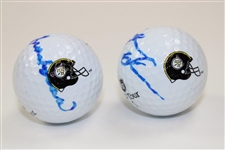 Terry Bradshaw & Lynn Swann Signed Steelers Helmet Logo Wilson Golf Balls JSA ALOA