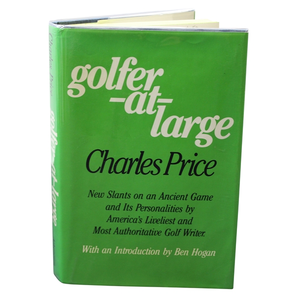 1982 Golfer At Large Book by Charles Price with Ben Hogan Introduction