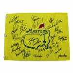 Undated Masters Champions Dinner Flag Signed by 27 with Palmer & Nicklaus Center - Charles Coody Collection JSA ALOA