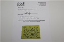 Undated Masters Champions Dinner Flag Signed by 27 with Palmer & Nicklaus Center - Charles Coody Collection JSA ALOA