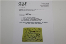 2017 Masters Champions Dinner Flag Signed by 31 with Nicklaus & Tiger Center - Charles Coody Collection JSA ALOA