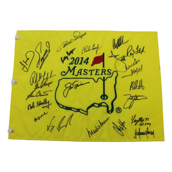 2014 Masters Champions Dinner Flag Signed by 23 with Jack Nicklaus Center - Charles Coody Collection JSA ALOA