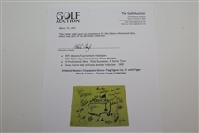 Undated Masters Champions Dinner Flag Signed by 20 with Tiger Woods Center - Charles Coody Collection JSA ALOA