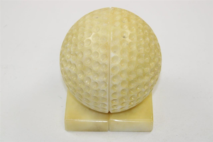Vintage Golf Ball Themed Bookends on Marble Base