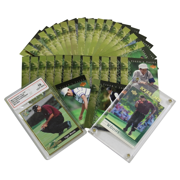 Tiger Woods Golf Cards - Rookie Card, GrandSlam Card, & Full Set of Tiger Tales (30)