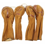 Vintage Leather Golf Club Head Covers - 1, 2, 3, & 4