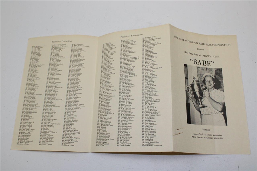 Babe Zaharias CBS Premiere Tickets, Thank You Card, Babe Program, & 1948 'Championship Golf' Book
