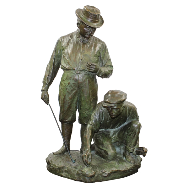 1923 Gentleman & Caddy at the Tee George Julian Zolnay Signed/Dated 18" Bronze Statue