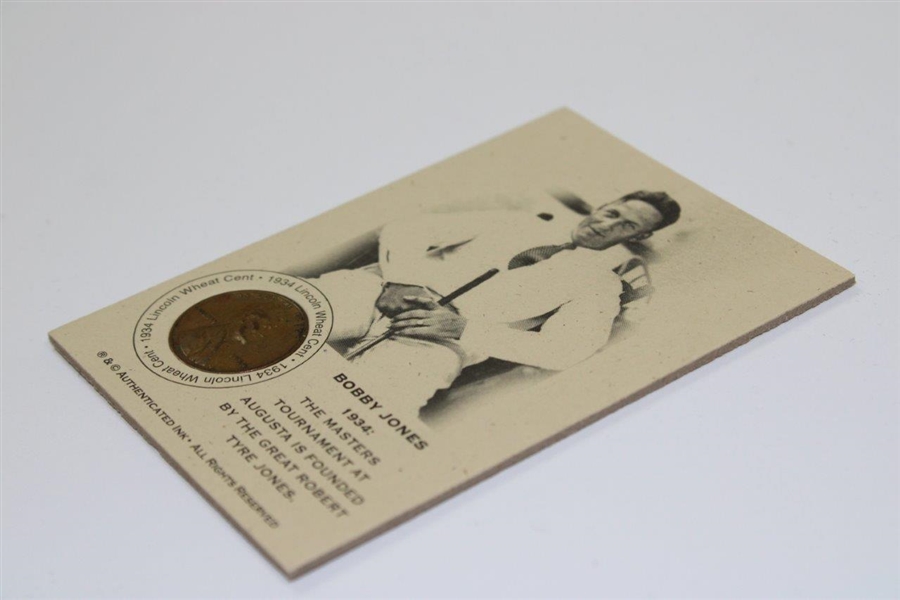 Bobby Jones '1934: The Masters is Founded' Lincoln Wheat Card with Penny