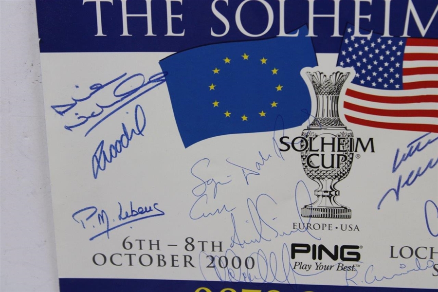 Champion Team Europe Signed 2000 Solheim Cup at Loch Lomond Poster with Captains JSA ALOA