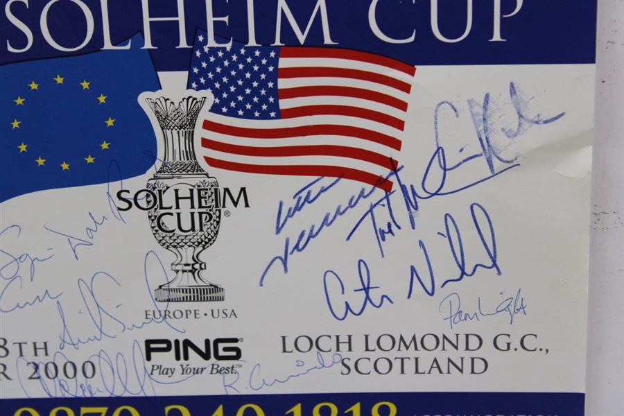 Champion Team Europe Signed 2000 Solheim Cup at Loch Lomond Poster with Captains JSA ALOA