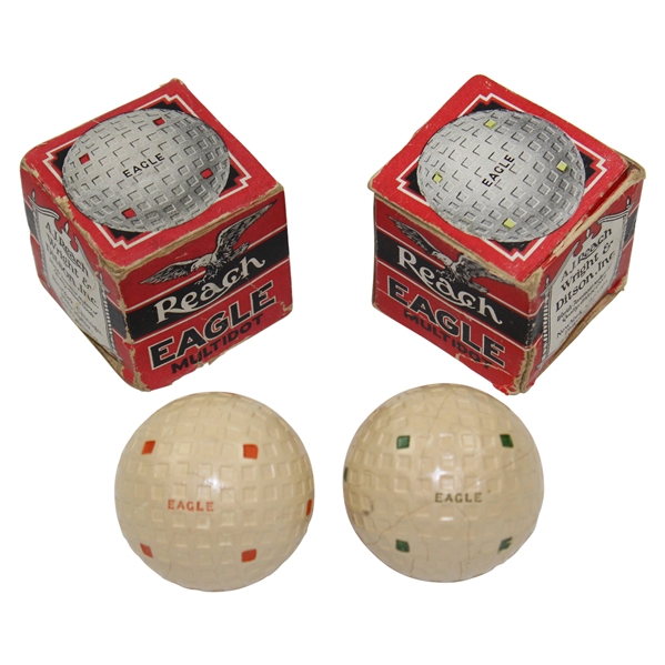 Lot of Two (2) A.J. Reach Wright & Ditson Eagle Multidot Mesh Pattern Golf Balls with Original Packaging