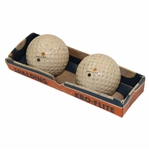 Lot of Two (2) Spalding Kro-Flite "Needled" Vulcanized Cover Golf Balls with Box