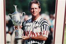 Payne Stewart Signed 1991 US Open Trophy Photo with PGA Trophy Photo Display - Framed JSA ALOA