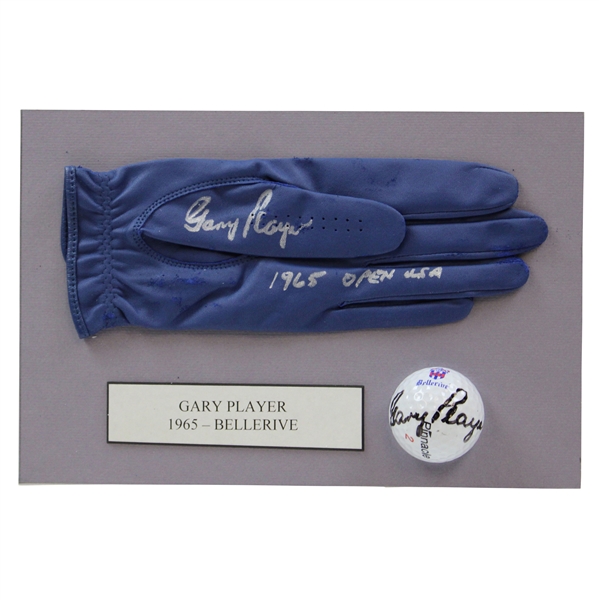Gary Player Signed Bellerive Logo Golf Ball with Signed Glove 1965 US Open Champ Display JSA ALOA
