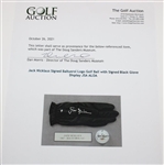 Jack Nicklaus Signed Baltusrol Logo Golf Ball with Signed Black Glove Display JSA ALOA