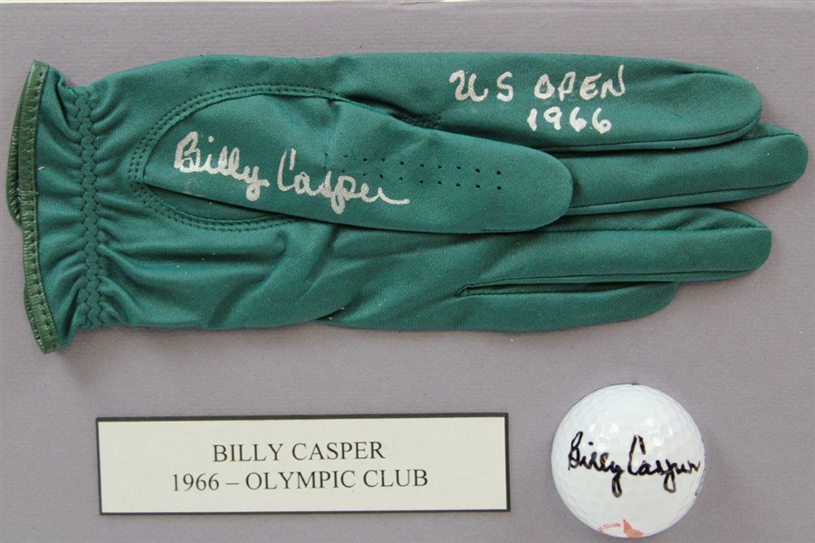 Billy Casper Signed Olympic Club Logo Golf Ball with Signed Glove 'US Open 1966' Display JSA ALOA